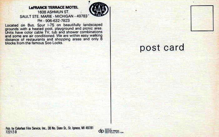 LaFrance Terrace Motel (Freedom Inn) - Old Postcard (newer photo)